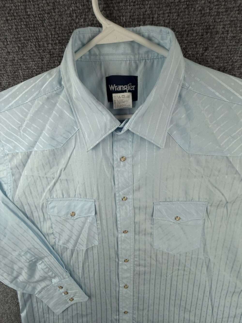 Wrangler Long Sleeve Blue Striped Pearl Snap Up Shirt XLT Tall Western Men Adult